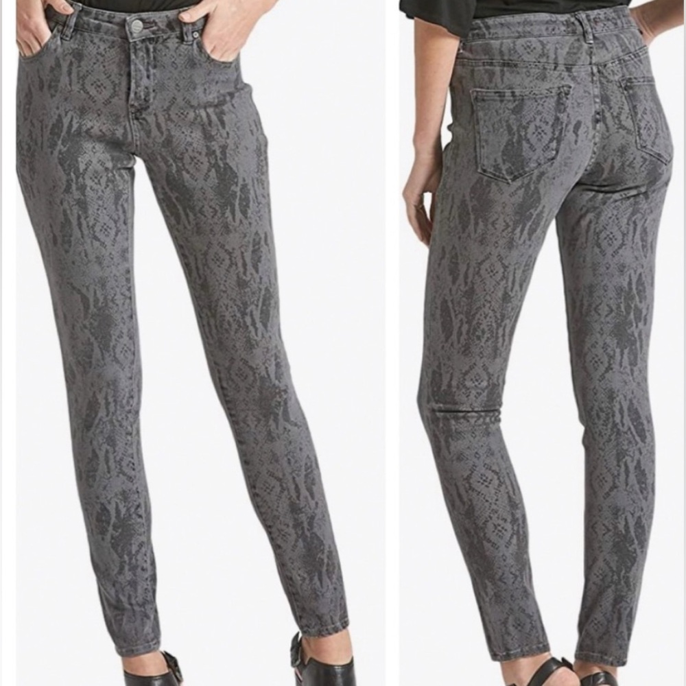 Dear John Gray Snake Print Giselle High Waisted Skinny Jeans Size 26